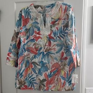 Alfred Dunner Cozumel Leaf Print Top